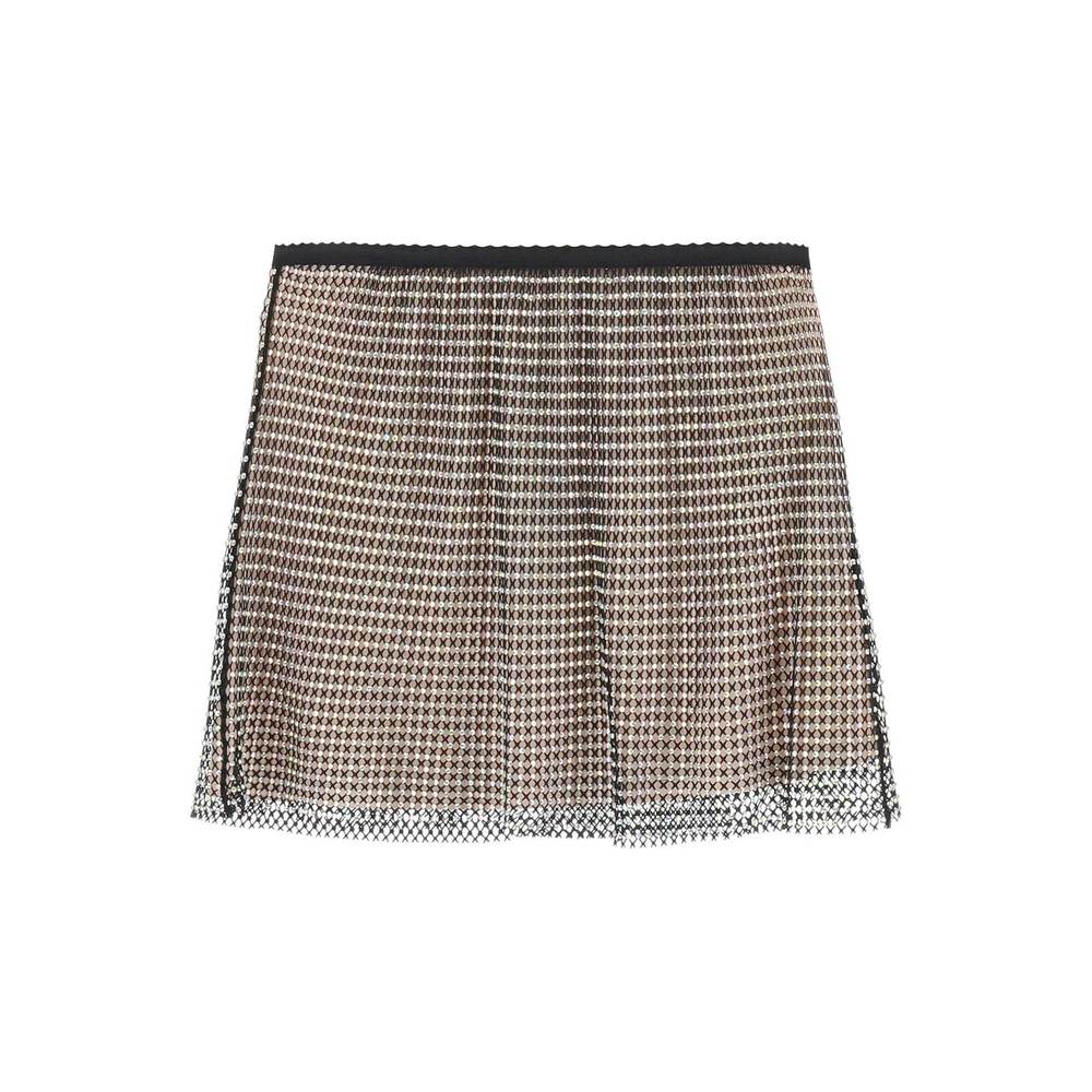 N21 rhinestone mesh mini skirt